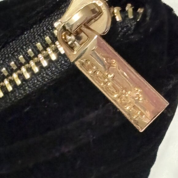 Scout Velvet Black Mini Tote With Dual Handles & Gold Quilted Interior Zip Close - Picture 12 of 15